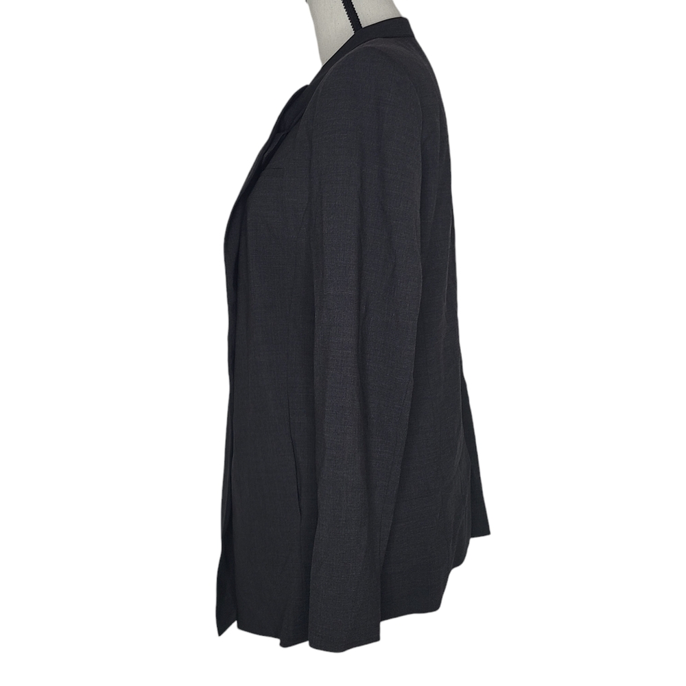 Women's Dark Gray Asymmetric Long Blazer Jacket - Picture 5 of 13
